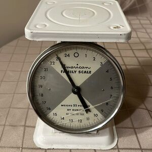 Vintage American family scale weighs up to 25 pounds 5 ounces MCM